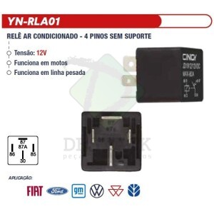RELE PARA AR COND 4 PINOS DE 70AMP, 2 DENTOES 200// YN-RLA01