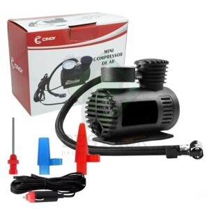 Mini Compressor de Ar Automotivo Portátil 12V - Cinoy - 250 Psi com 3 Bicos Adaptadores - YN-AR001