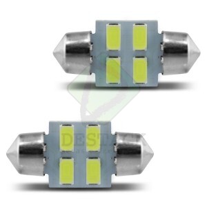 LÂMPADA TORPEDO 31MM 4 LEDS - 12V (PAR)