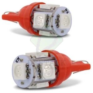 LÂMPADA PINGO 5 LED SMD VERMELHO - (PAR)