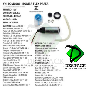 BOMBA GASOLINA CARRO FLEX PRATA YN-BOM0686